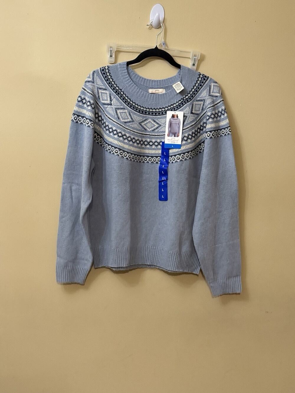 Ski Chalet Apres Ski Cabincore Cozy NWT Weatherproof Blue Fair Isle Sweater